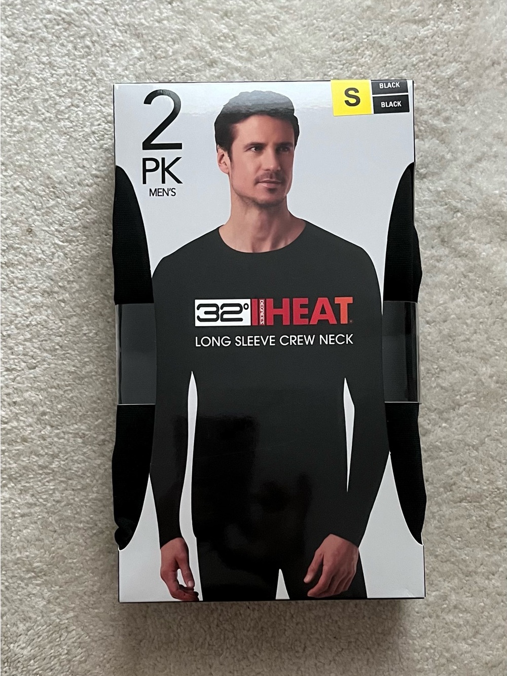 32° HEAT Men's Long Sleeve Crew Neck - Black (2 Pack)